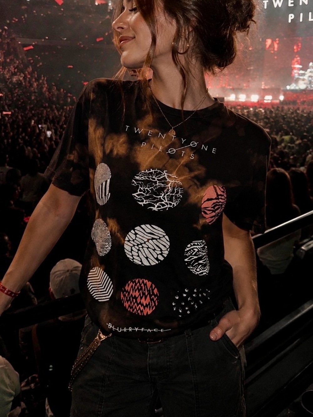 Twenty One Pilots ‘Blurryface’ Album Short Sleeve Cotton Blend Tie Dye Band Tee